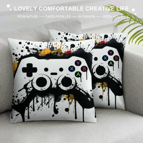 White Game Joystick Gamepad Throw Pillow Covers Decorative Square Pillowcase Soft Cushion Covers for Sofa Couch Bed Home Decor, Multiple Sizes Available