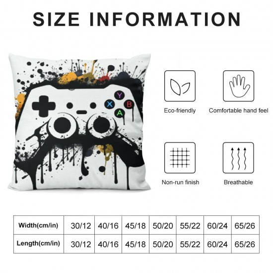 White Game Joystick Gamepad Throw Pillow Covers Decorative Square Pillowcase Soft Cushion Covers for Sofa Couch Bed Home Decor, Multiple Sizes Available