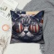 Funny Cool Cat Decorative Throw Pillow Cover Square Cushion Cases Printed Pillowcase for Couch Sofa Living Room