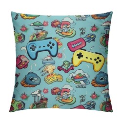 Throw Pillow Cover Video Game and Game Handle Pattern Decorative Pillow Case Home Decor Square Pillowcase