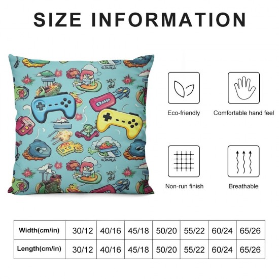 Throw Pillow Cover Video Game and Game Handle Pattern Decorative Pillow Case Home Decor Square Pillowcase