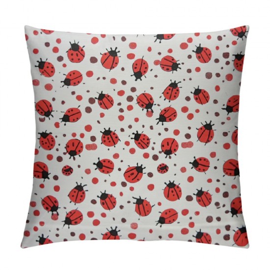 Coccinella Septempunctata Decorative Throw Pillow Cover Square Cushion Cases Printed Pillowcase for Couch Sofa Living Room