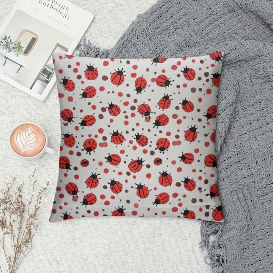 Coccinella Septempunctata Decorative Throw Pillow Cover Square Cushion Cases Printed Pillowcase for Couch Sofa Living Room