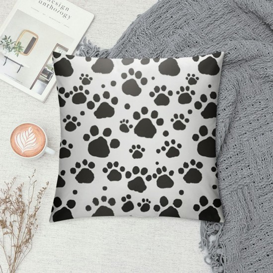 Dog Paw Footprint Pattern Decorative Throw Pillow Cover Square Cushion Cases Printed Pillowcase for Couch Sofa Living Room