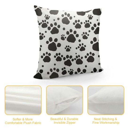 Dog Paw Footprint Pattern Decorative Throw Pillow Cover Square Cushion Cases Printed Pillowcase for Couch Sofa Living Room