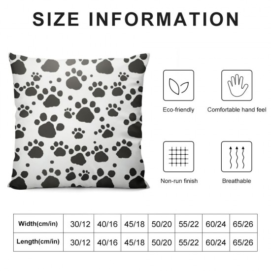 Dog Paw Footprint Pattern Decorative Throw Pillow Cover Square Cushion Cases Printed Pillowcase for Couch Sofa Living Room