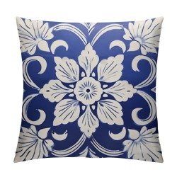 Throw Pillow Covers Blue White Floral Square Pillowcases Cushion Cover for Room Sofa Chair Bed Home Decor