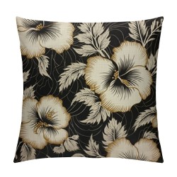 Flowers Throw Pillow Cover Tropical Plants Buds Vintage Boho Print Square Cushion Case for Men Women Boys Girls Room Home Decor Pillowcase