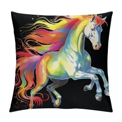 LJFABKY Colorful Horse Throw Pillow Cover Square Cushion Cases Double Side Printed Pillowcase for Couch Sofa Living Room