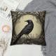 Modern Vintage Halloween Crow Pillow Cover ,Decorative Couch Pillow Cover for Sofa,Short Plush Cushion Case Indoor Outdoor Home Decoration