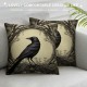 Modern Vintage Halloween Crow Pillow Cover ,Decorative Couch Pillow Cover for Sofa,Short Plush Cushion Case Indoor Outdoor Home Decoration