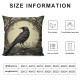 Modern Vintage Halloween Crow Pillow Cover ,Decorative Couch Pillow Cover for Sofa,Short Plush Cushion Case Indoor Outdoor Home Decoration