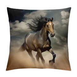 Horses Throw Pillow Cover Animals Horse Running in dust Farmhouse Cushion Case for Sofa Couch Multiple Sizes Available