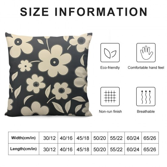 Vintage Flowers Throw Pillow Covers Brown Floral Square Pillowcases Cushion Cover for Room Sofa Chair Bed Home Decor