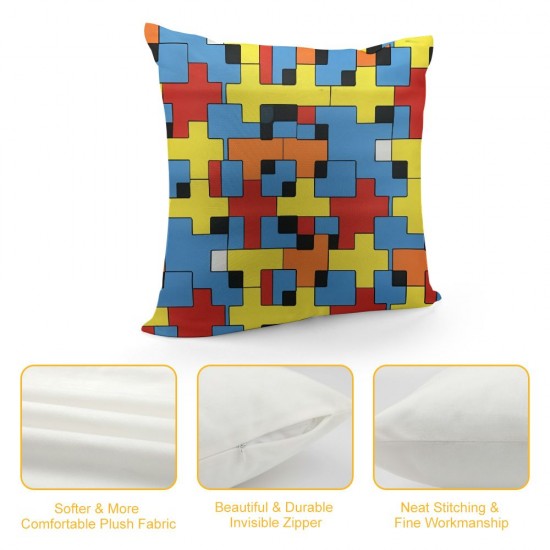 LJFABKY Puzzle Autism Awareness Decorative Throw Pillow Cover Square Cushion Cases Printed Pillowcase for Couch Sofa Living Room