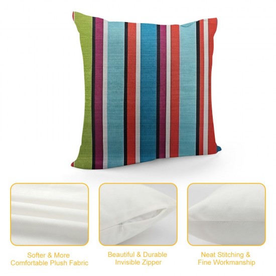 XINLUO Short Plush Pillowcase Colorful Stripe Square Pillow Case for Bedroom, Sofa, Car Decoration Both Sides