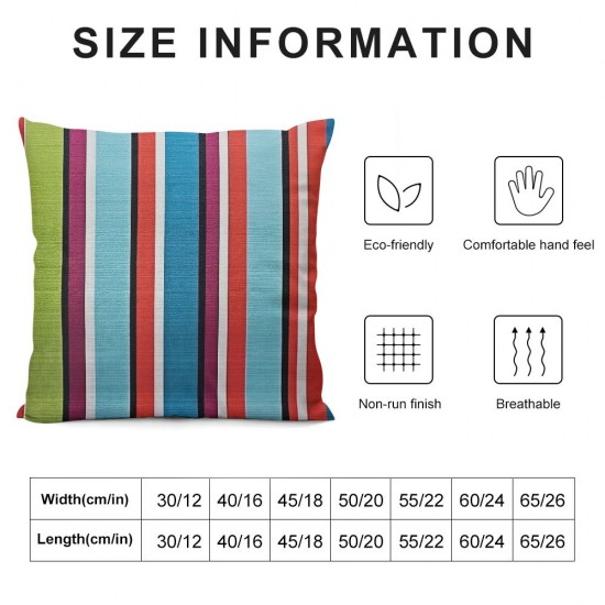 XINLUO Short Plush Pillowcase Colorful Stripe Square Pillow Case for Bedroom, Sofa, Car Decoration Both Sides