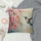 XINLUO Hummingbird Flowers Throw Pillow Case Watercolor Flower Spring Bright Green Pillow Covers Decorative Pillow Cover