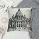 Art Throw Pillow Cushion Cover, Monochrome Historical Architecture Themed Art Sketch Print of Forum in , Decorative Square Accent Pillow Case,