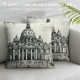 Art Throw Pillow Cushion Cover, Monochrome Historical Architecture Themed Art Sketch Print of Forum in , Decorative Square Accent Pillow Case,