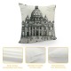 Art Throw Pillow Cushion Cover, Monochrome Historical Architecture Themed Art Sketch Print of Forum in , Decorative Square Accent Pillow Case,