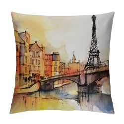 XINLUO Short Plush Pillowcase Eiffel Tower Square Pillow Case for Bedroom, Sofa, Car Decoration Both Sides