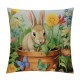 XINLUO Short Plush Pillowcase Rabbit and Colored Butterflies Square Pillow Case for Bedroom, Sofa, Car Decoration Both Sides