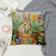 XINLUO Short Plush Pillowcase Rabbit and Colored Butterflies Square Pillow Case for Bedroom, Sofa, Car Decoration Both Sides