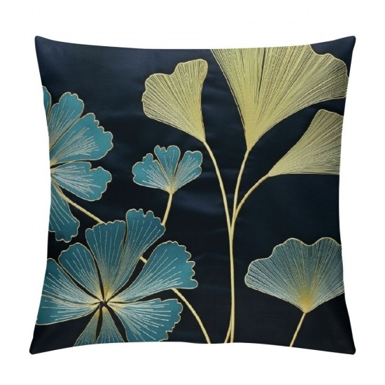 XINLUO Short Plush Pillowcase Gingko Leaf Pattern Square Pillow Case for Bedroom, Sofa, Car Decoration Both Sides