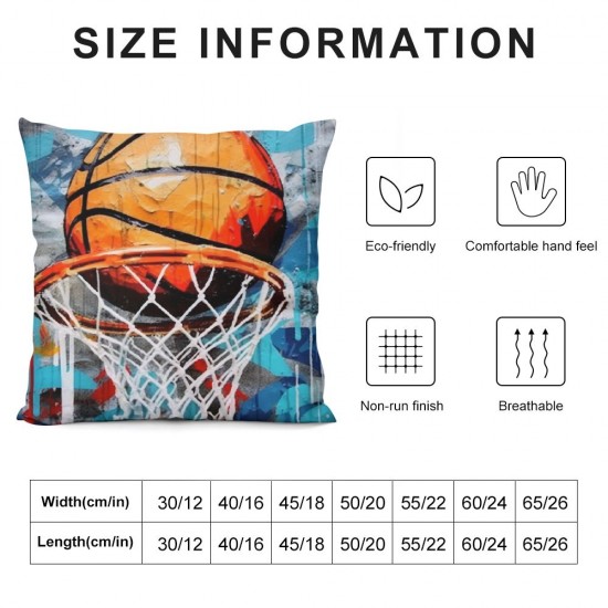 XINLUO Short Plush Pillowcase Basketball Square Pillow Case for Bedroom, Sofa, Car Decoration Both Sides