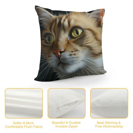 XINLUO Short Plush Pillowcase  Cute Cat Square Pillow Case for Bedroom, Sofa, Car Decoration Both Sides