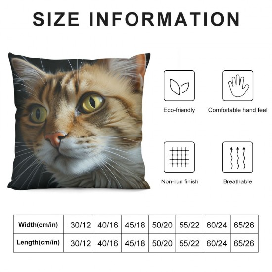 XINLUO Short Plush Pillowcase  Cute Cat Square Pillow Case for Bedroom, Sofa, Car Decoration Both Sides