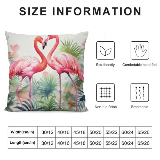 XINLUO  Flamingo with Tropical Floral Throw Pillow Cover Couch Pillow Case Square Outdoor Pillow Sofa Bed Pillowcase Decorative