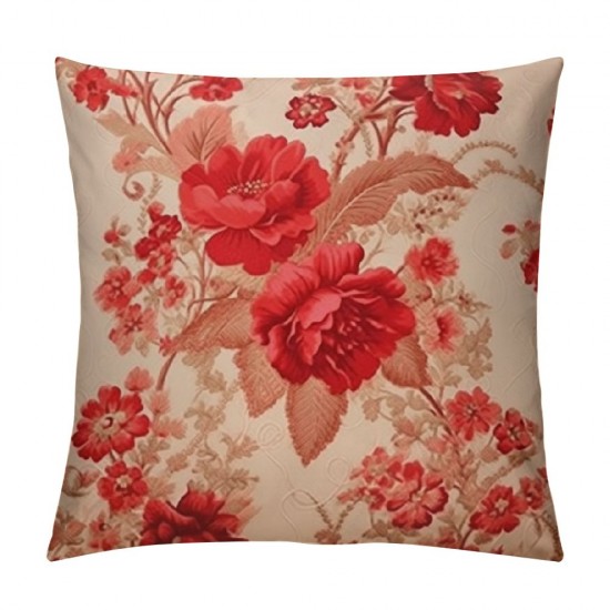 XINLUO Short Plush Pillowcase Pink Rosebush Square Pillow Case for Bedroom, Sofa, Car Decoration Both Sides